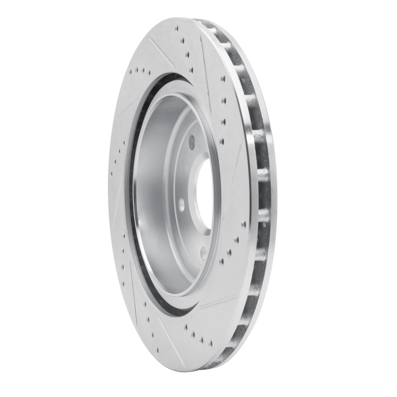 Chevrolet Corvette Brake Rotor (1) - Rear Left - R1 Concepts - Drilled & Slotted - Silver - `06-`13